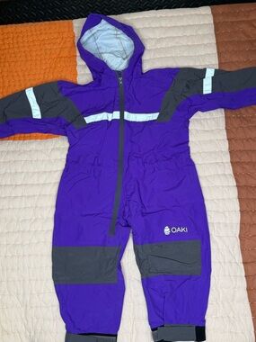 Oaki Kids Purple Waterproof Rain Suit with Reflective Trim